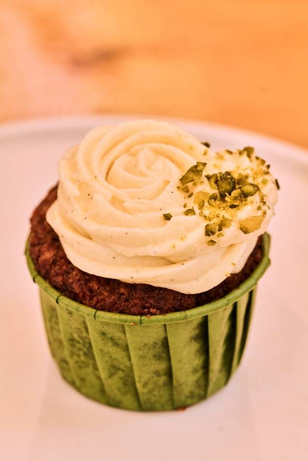 A delicious carrot cake cupcake.