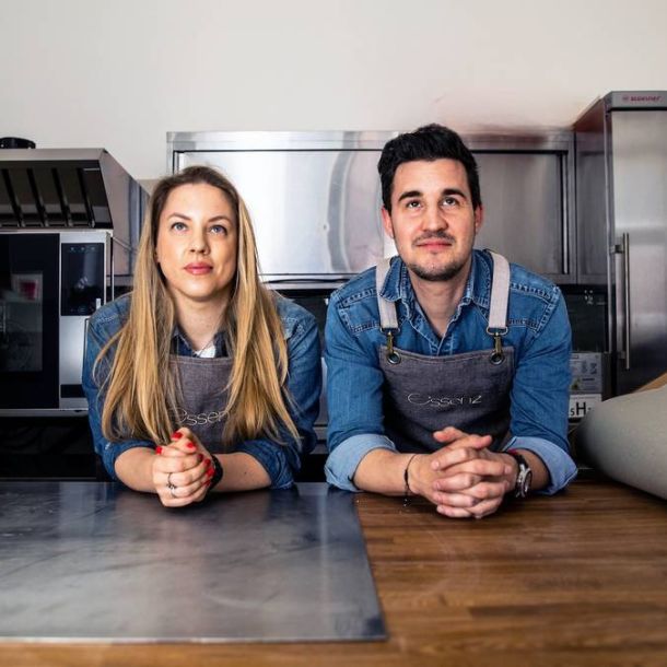 Café Essenz owners in the pastry-making room